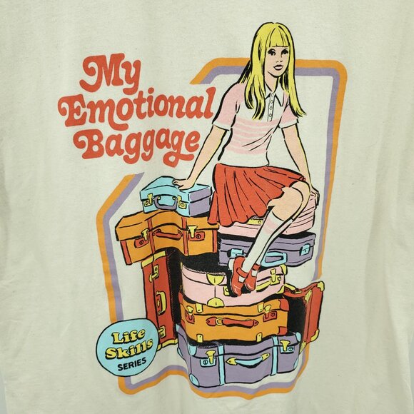 Steven Rhodes My Emotional Baggage Crew Neck Short Sleeve Unisex T Shirt L Cream - Picture 7 of 13